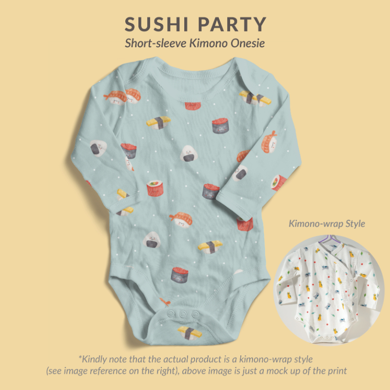 Happyrei Kimono Onesies Long Sleeve - Sushi Party